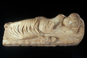 Coffin lid depicting a reclining child