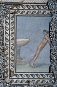 Mosaic depicting two wrestlers