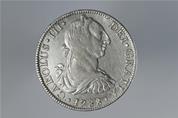 Spanish silver coin in the name of “Carlos III” minted in 1788 CE 