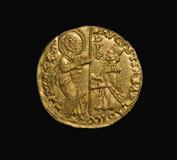 Ducat vénitien en or représentant Saint-Marc sur une face et le Christ sur l’autre