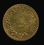 Gold Ottoman coin minted in Islambul in 1187 AH (1773 CE) 